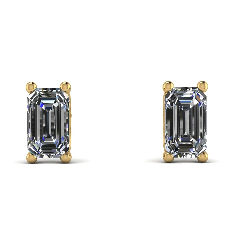 enamel earrings for women-Hidden Diamonds Emerald Cut Diamond Earrings - Angel No. 16