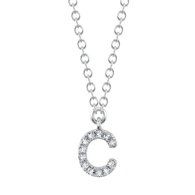 trendy necklace for women-Diamond Initial Pendant - Letter C