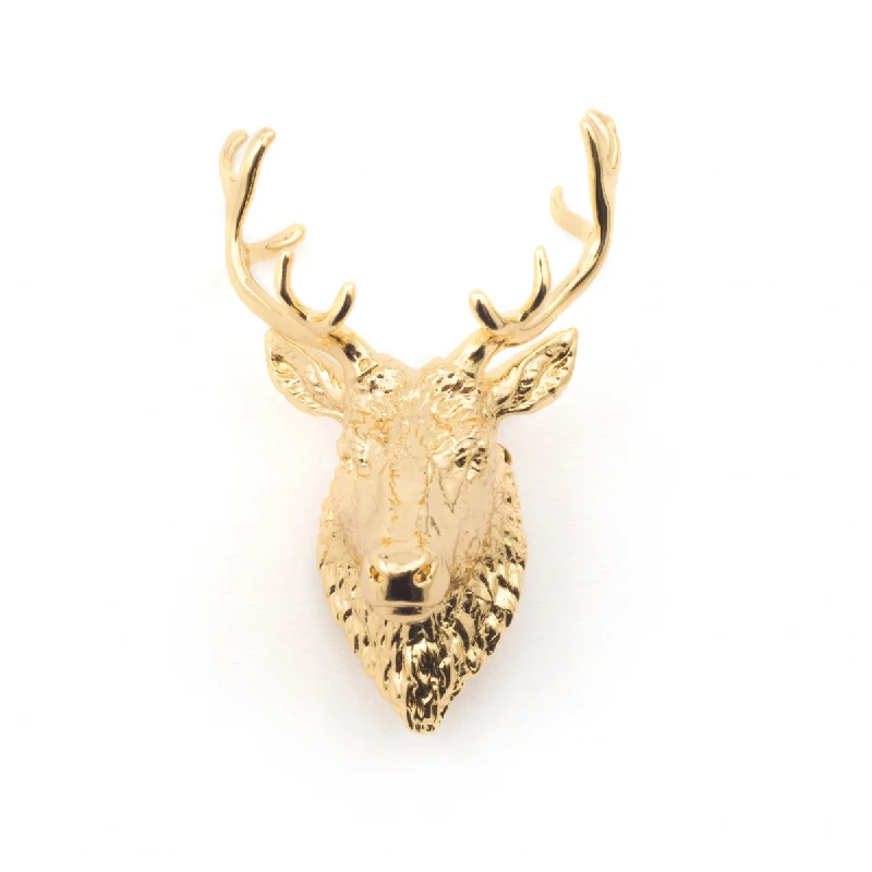 large statement brooch for women-Gold stag brooch by Bill Skinner