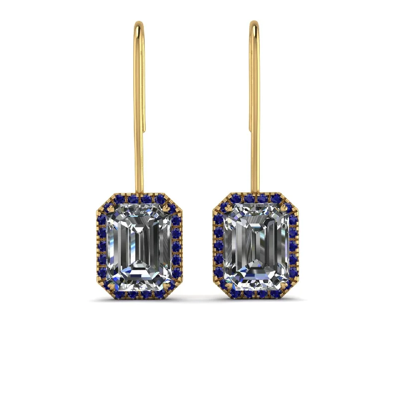 luxury crystal earrings for women-Halo Emerald Cut Diamond Earrings - Izabella No. 61