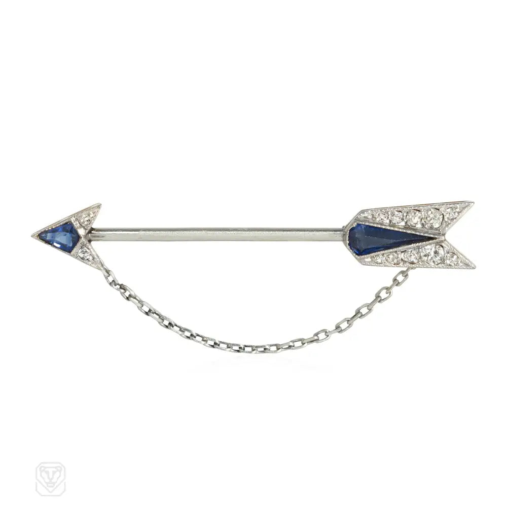 crystal-studded brooch for women-Art Deco arrow jabot brooch