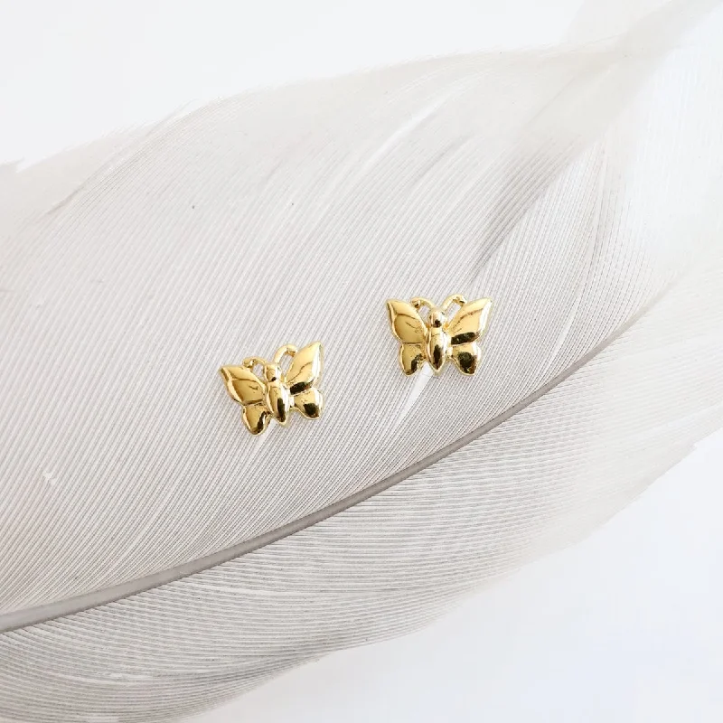 crystal stud earrings for women-Gold Vermeil Tiny Butterfly Stud Earrings