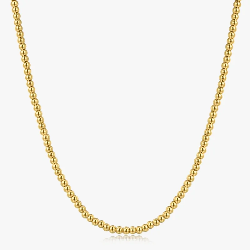 sterling silver necklace for women-Beaded Gold Chain