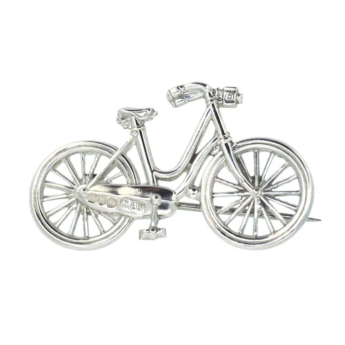 delicate gemstone brooch for women-Silver Bike Brooch