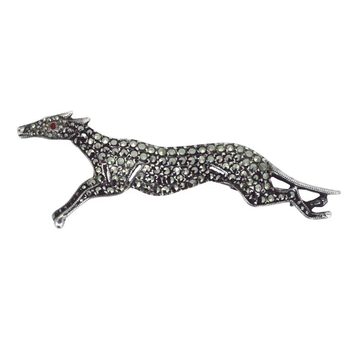 romantic brooch for women-Marcasite Greyhound Brooch