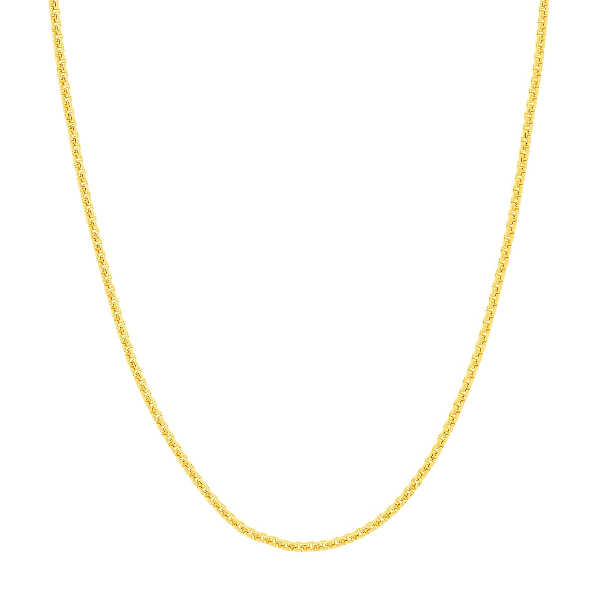 custom name necklace for women-14K Yellow Gold Solid Round Box Chain