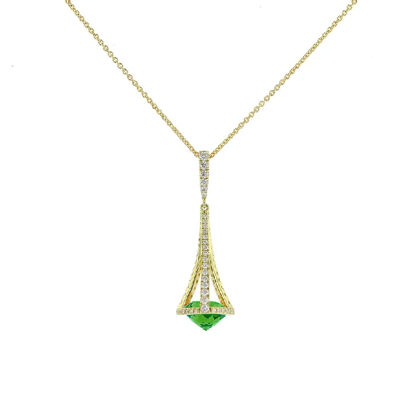 sterling silver pendant necklace for women-Peridot & Diamond Chandelier Pendant