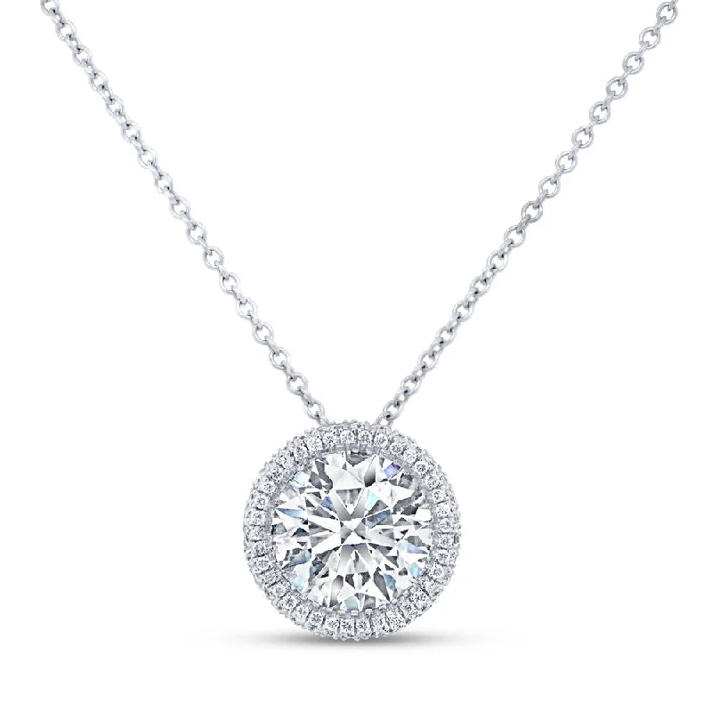 sparkly brooch for women-Uneek Signature Collection Halo Round Diamond Brooch Pendant