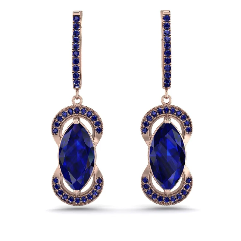 elegant gemstone hoop earrings for women-Marquise Vintage Sapphire Earrings - Marley No. 74