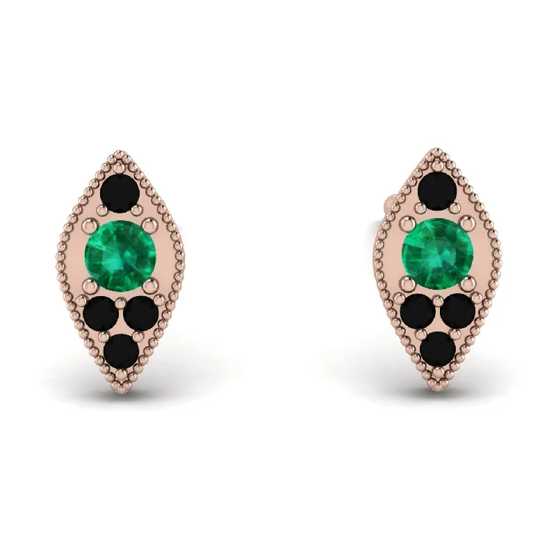 clip earrings for women-Milgrain Marquise Emerald Earrings - Faye No. 35