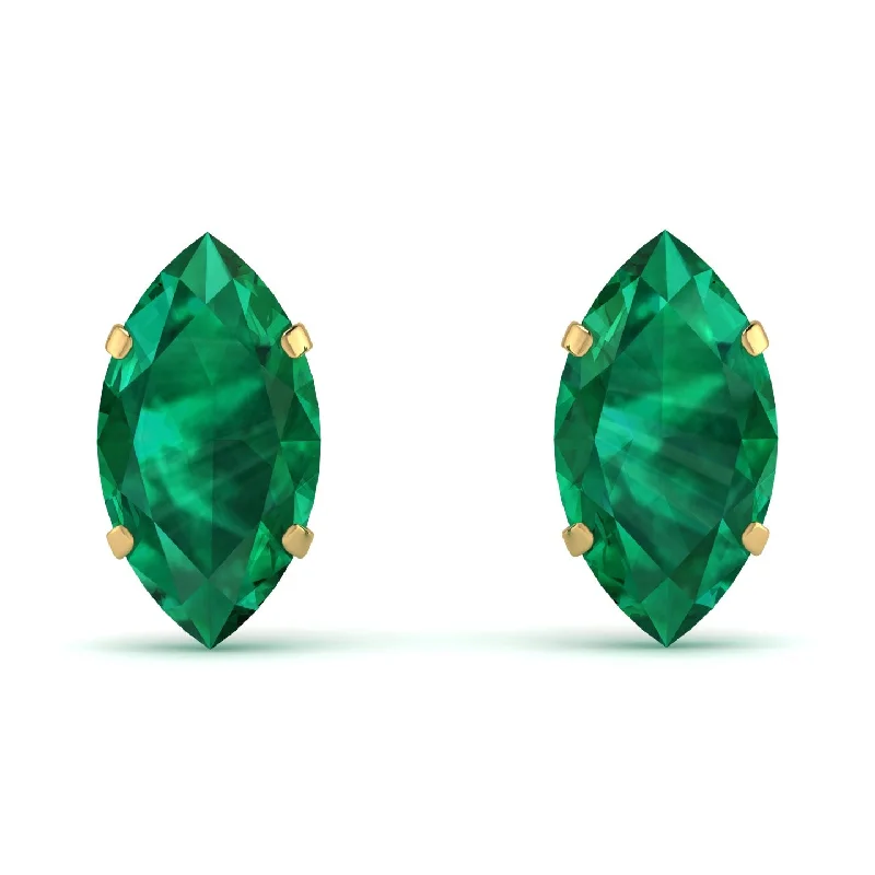 gemstone dangle earrings for women-Hidden Halo Marquise Emerald Earrings - Journey No. 64