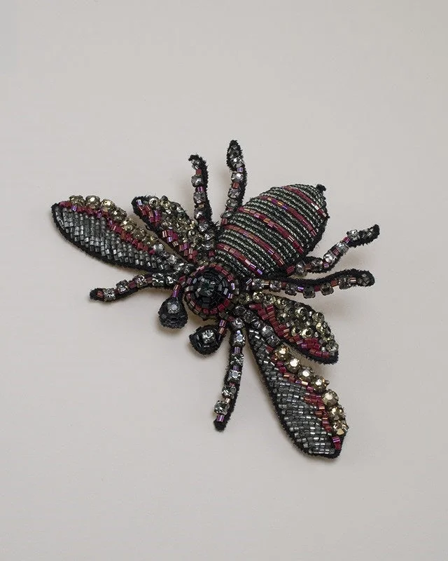 stylish gemstone brooch for women-Hand Beaded Bee Brooch