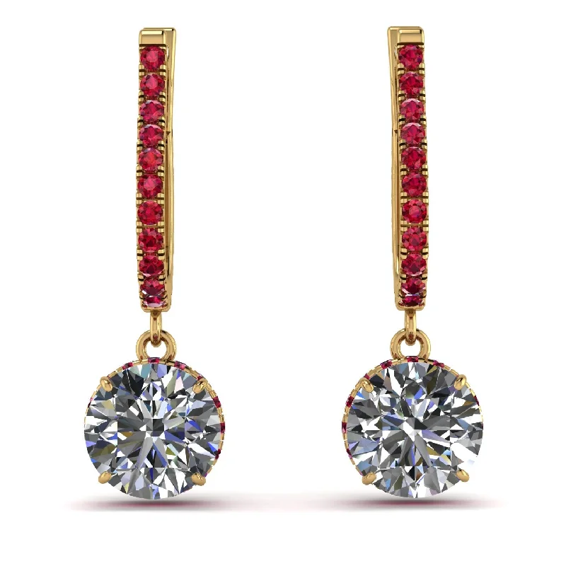 dainty earrings for women-Diamond Dangle Earrings With Hidden Halo - Adaline No. 46