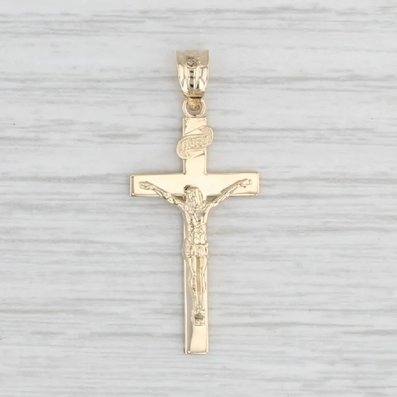 vintage-inspired engagement rings for women-Crucifix Cross Pendant 14k Yellow Gold Religious Jewelry Figural