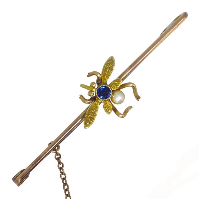 golden flower brooch for women-Bug Bar Brooch