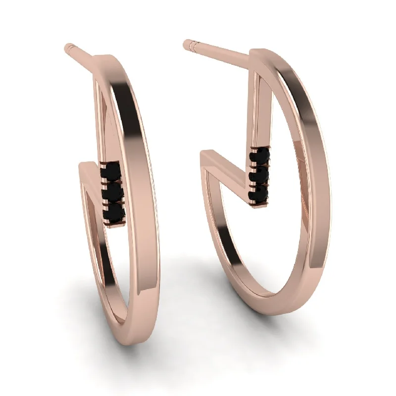 unique gold earrings for women-Circle Stud Earring With Hidden Black Diamond - Karter No. 8