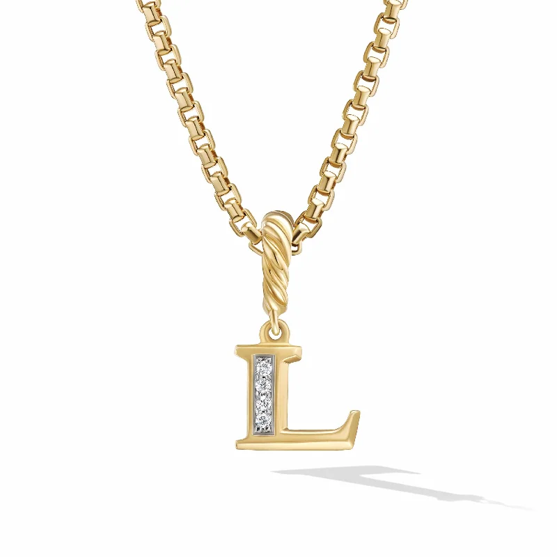 rose gold circle necklace for women-Pave Initial Pendant in 18K Yellow Gold with Diamonds