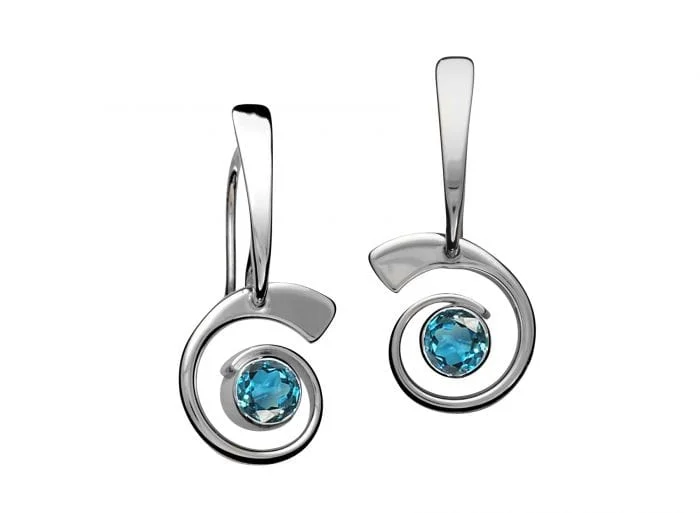 custom crystal earrings for women-Blue Topaz Nautilus Earrings