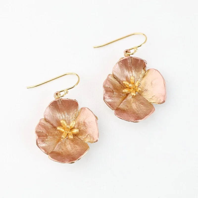 long drop earrings for women-California Poppy Large Flower Earrings