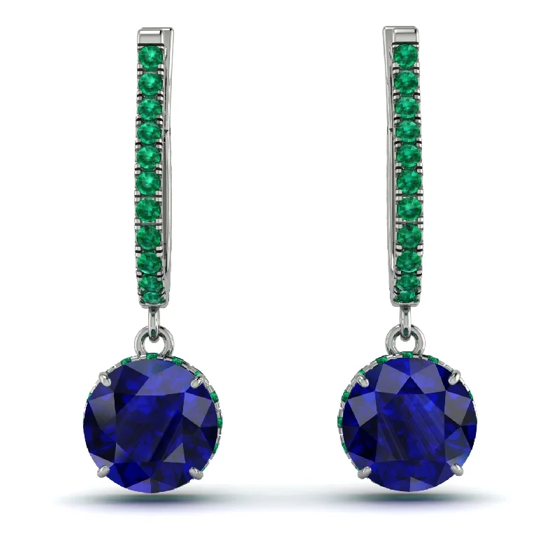 fancy earrings for women-Sapphire Dangle Earrings With Hidden Halo - Adaline No. 30