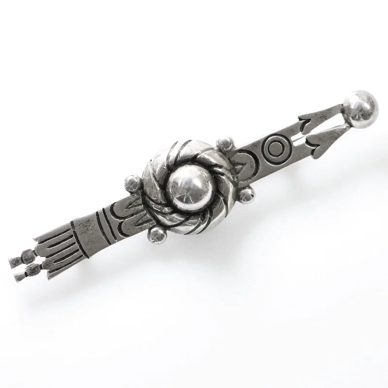 stylish brooch for women-Vintage Taxco William Spratling Jewelry | Silver Arrow Bar Brooch