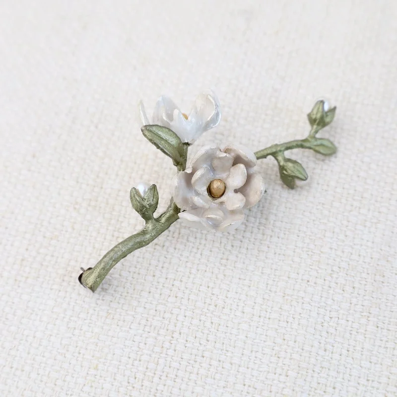 romantic floral brooch for women-Magnolia Flower Brooch