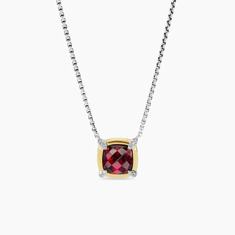 gemstone heart necklace for women-Petite Châtelaine Pendant with Garnet and Diamonds