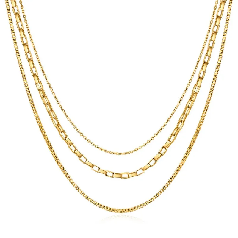 vintage diamond necklace for women-Box Three Layers