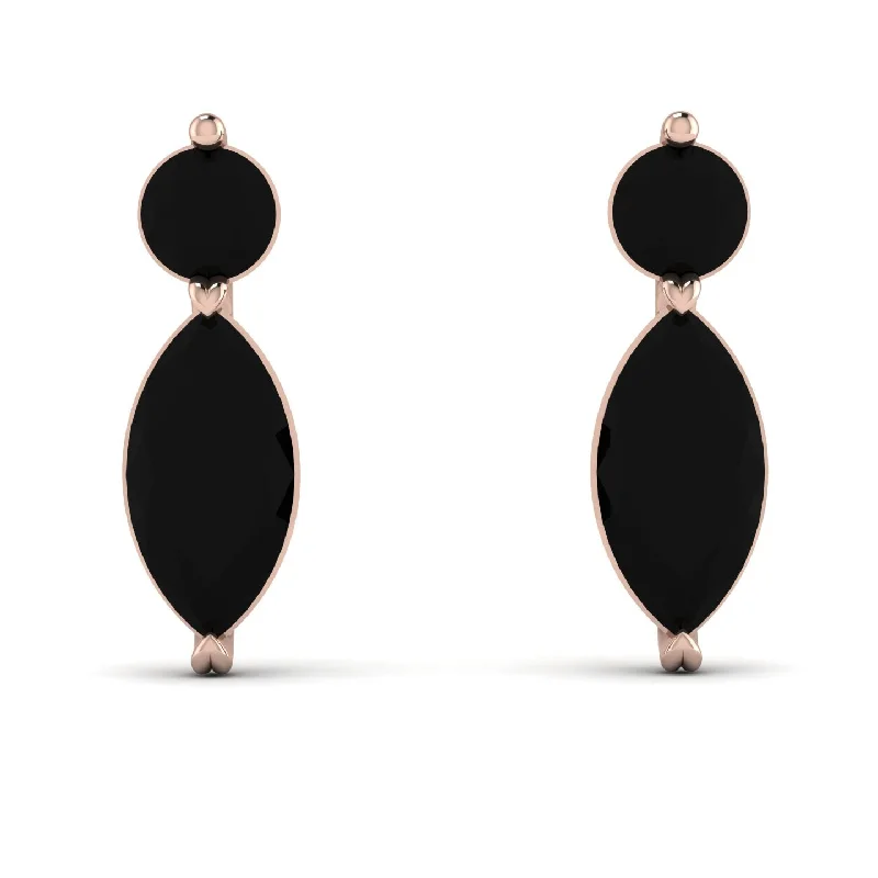 bold stud earrings for women-Hanging Marquise Black Diamond Earrings - Lacey No. 8