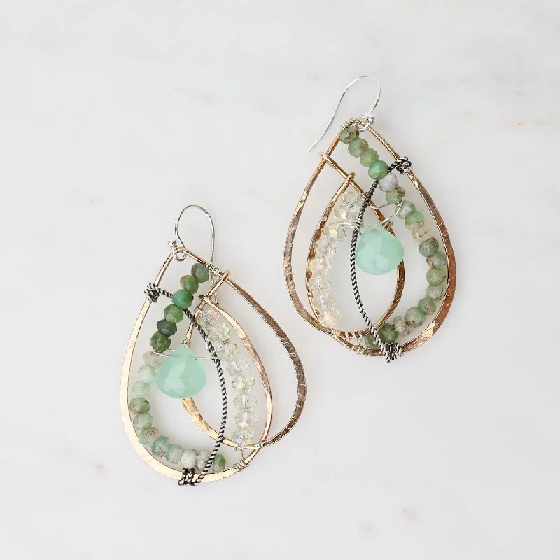 flower earrings for women-Chrysoprase Drop Earrings