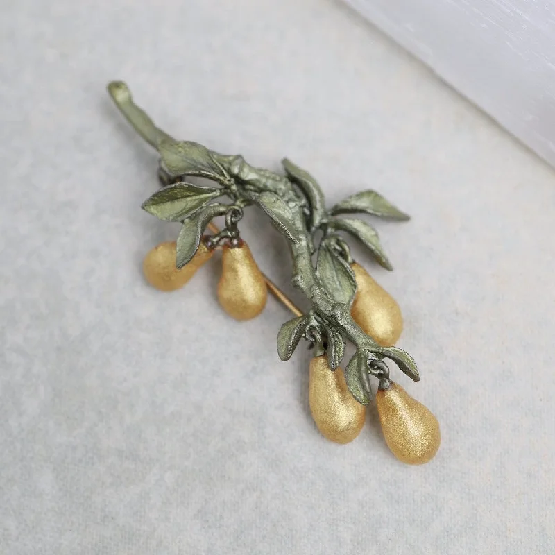 classic gold brooch for women-Golden Pear Brooch