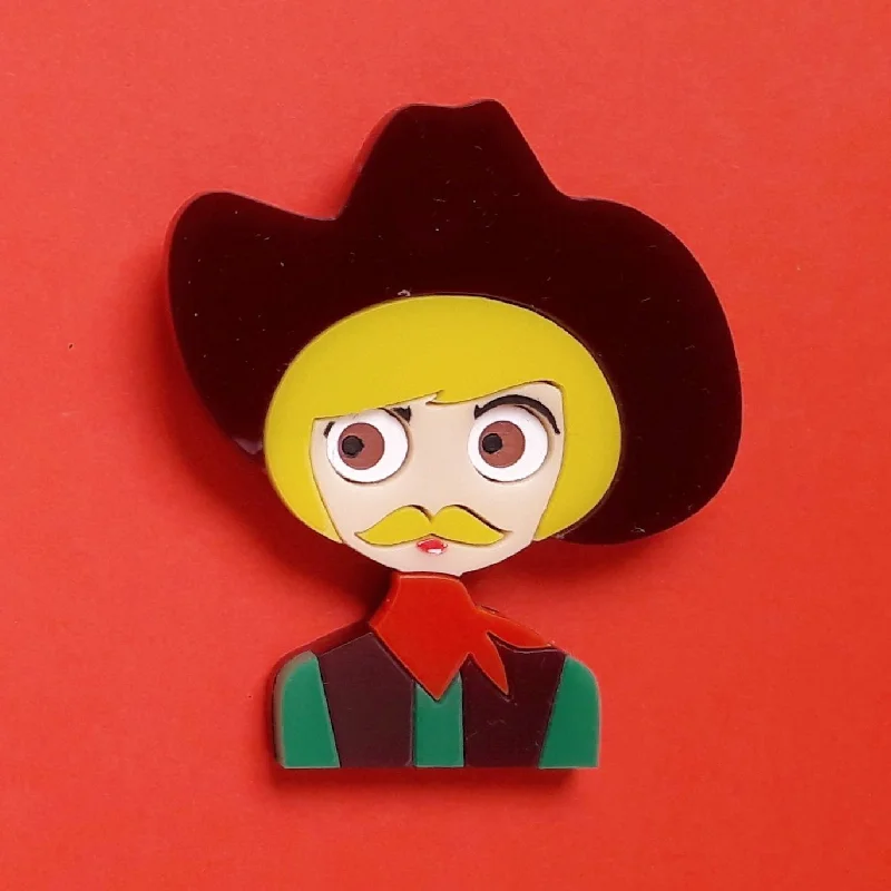 luxurious brooch for women-BOB Cowboy Acrylic Brooch, February Limited Numbered Edition