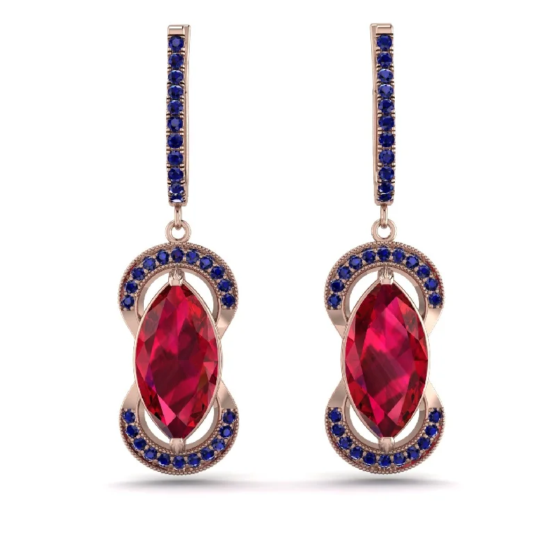 custom gemstone drop earrings for women-Marquise Vintage Ruby Earrings - Marley No. 71