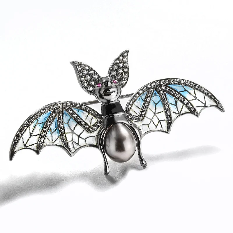 gold wedding brooch for women-Frightfully Cute Bat Brooch