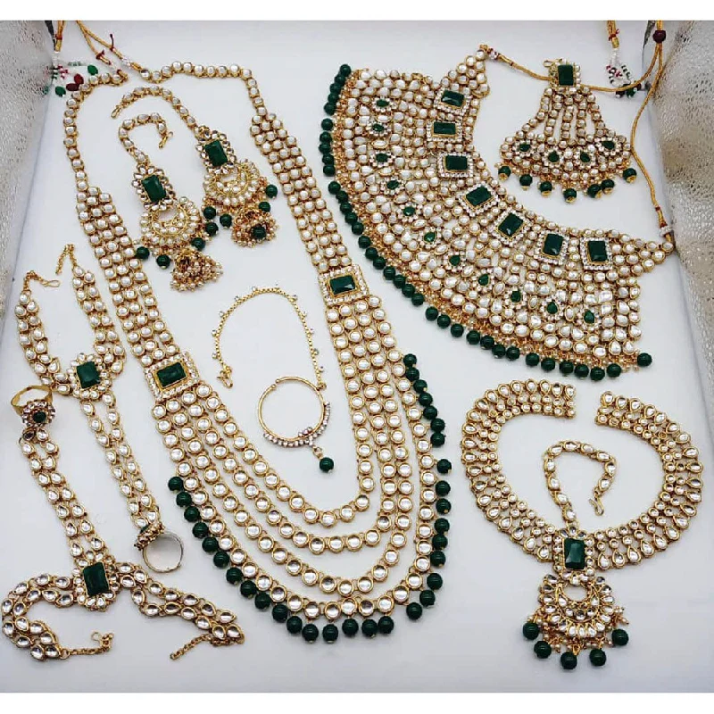 gemstone bar necklace for women-Manisha Jewellery Gold Plated Kundan Stone Bridal Set