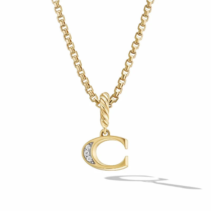 diamond engagement necklace for women-Pave Initial Pendant in 18K Yellow Gold with Diamonds