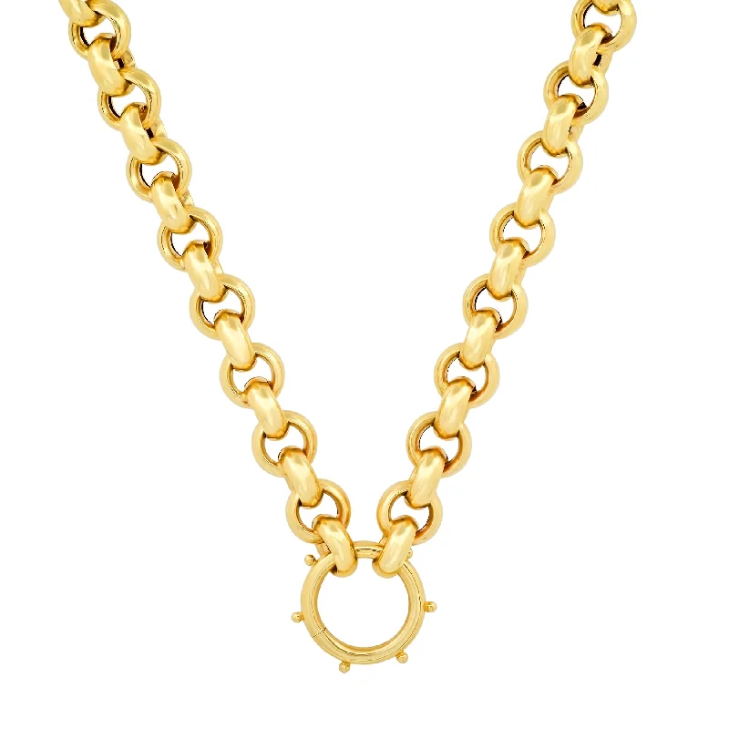 pearl pendant necklace for women-ROLO CHAIN w/ SHIPWHEEL ENHANCER 14kt GOLD