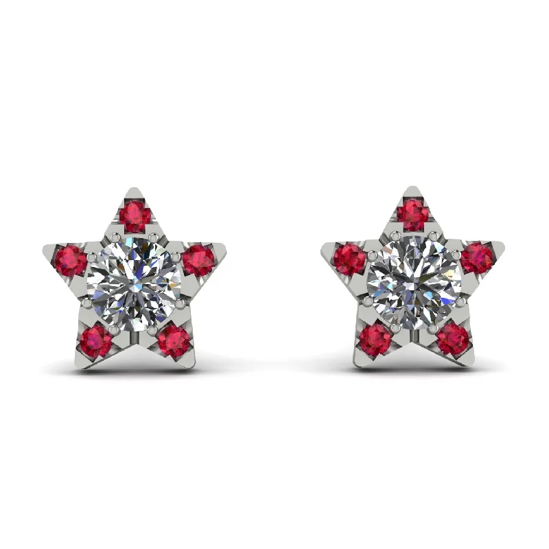 antique earrings for women-Star Halo Diamond Earrings - Zelda No. 48