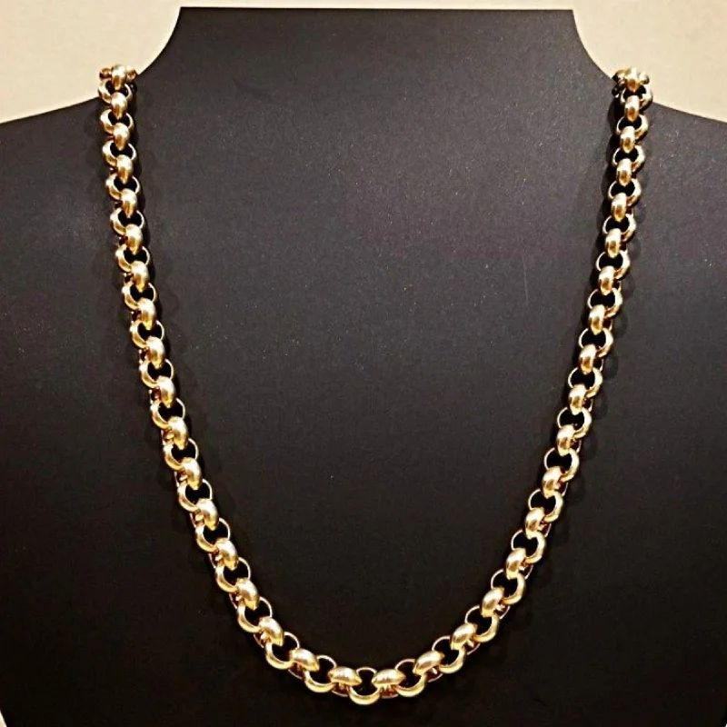 platinum necklace for women-9 kt Yellow Gold Belcher Chain