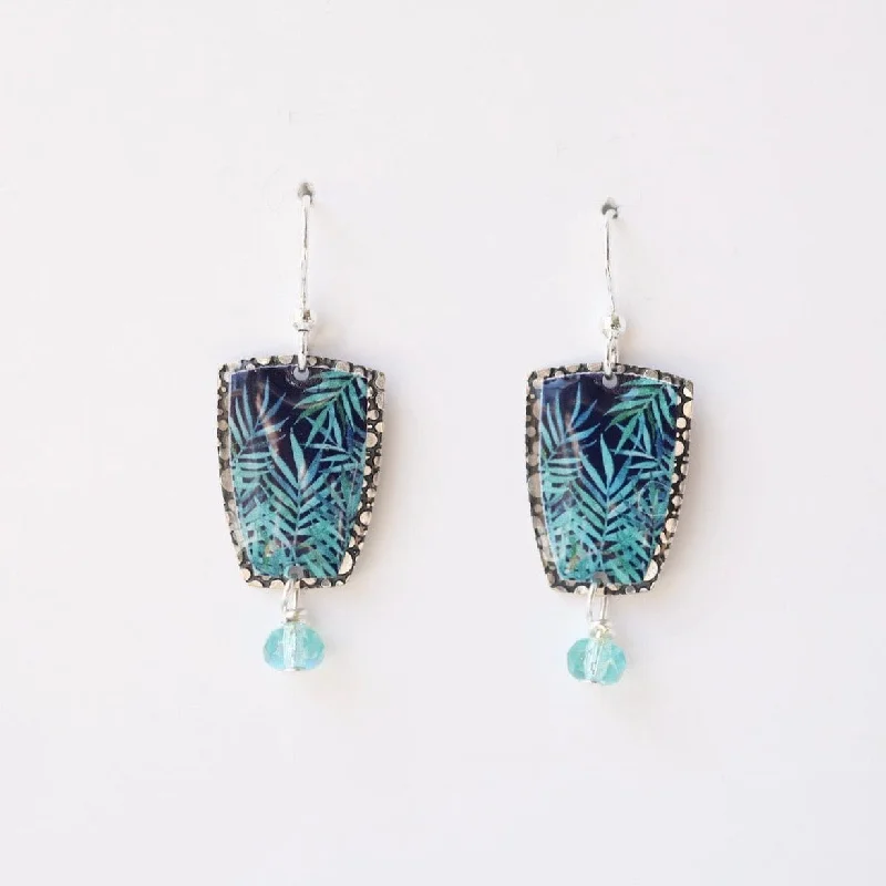 colorful stud earrings for women-Blue Ferns Earrings