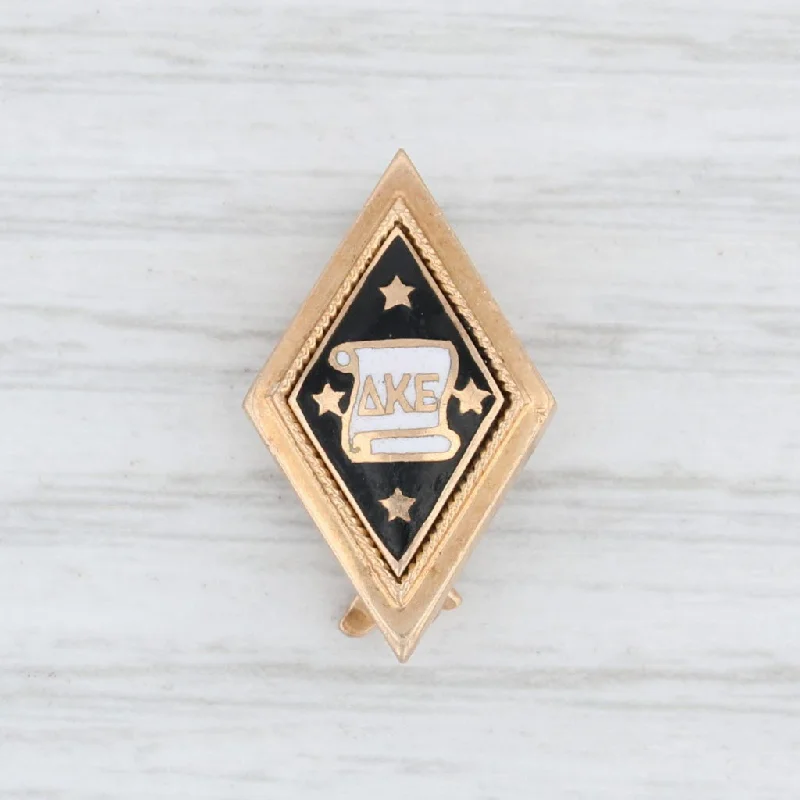 customized engagement rings for women-Antique Delta Kappa Epsilon Badge 10k Gold DKE Deke Pin Greek Fraternity 1909