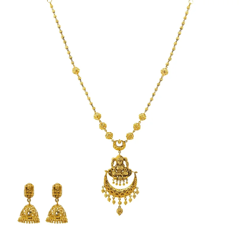 gold diamond pendant necklace for women-22K Gold Bimala Antique Jewelry Set