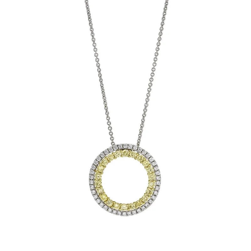 beautiful gemstone necklace for women-Yellow & White Diamond Open Circle Pendant