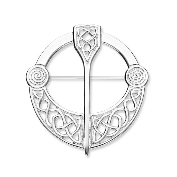 luxury gemstone brooch for women-Celtic Silver Brooch B589