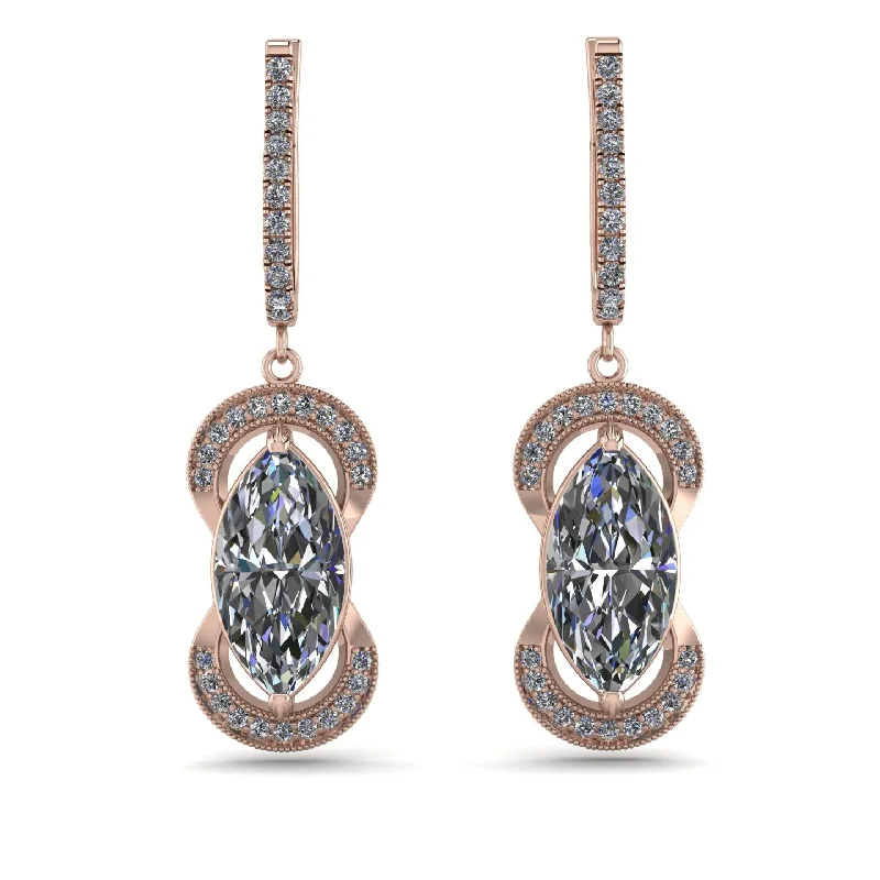 multi-colored earrings for women-Marquise Vintage Diamond Earrings - Marley No. 2