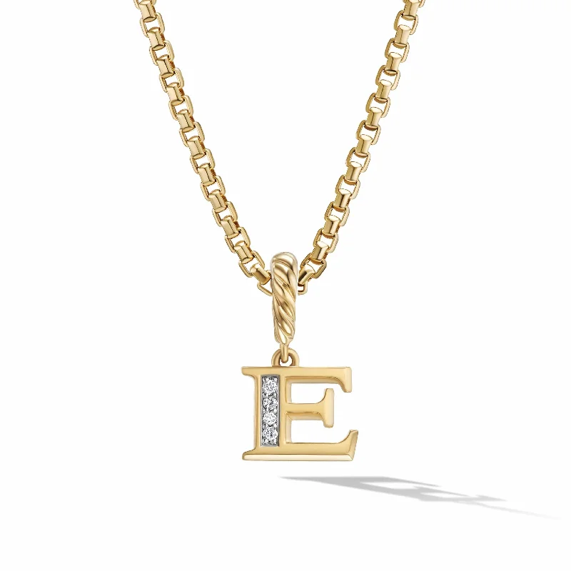 trendy gold necklace for women-Pave Initial Pendant in 18K Yellow Gold with Diamonds