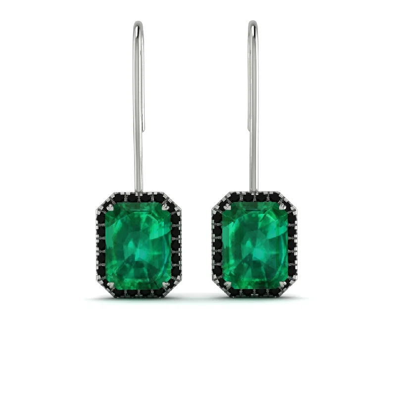 geometric stud earrings for women-Halo Emerald Cut Emerald Earrings - Izabella No. 36