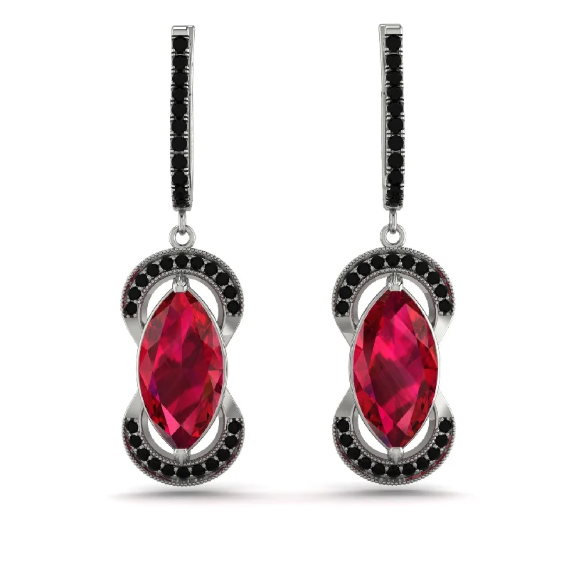 colorful teardrop earrings for women-Marquise Vintage Ruby Earrings - Marley No. 42