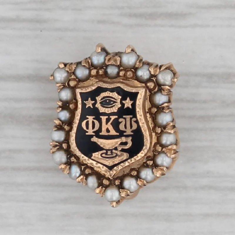 luxury engagement rings for women-Phi Kappa Psi Sweetheart Pin 14k Gold Pearl Fraternity Badge