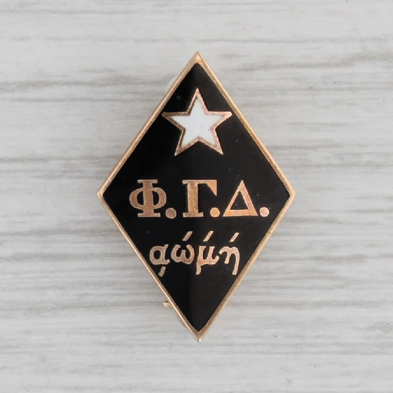 two-tone engagement rings for women-Vintage Phi Gamma Delta Fraternity Pin 10k Gold Greek Star Badge